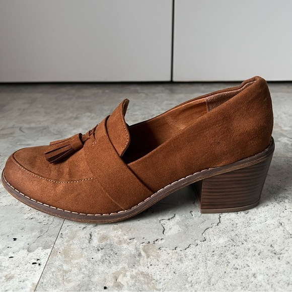 bc footwear | brown suede block heel tassel loafers - Picture 5 of 10